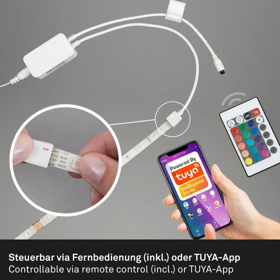 LED-stripe med RGB, WiFi, 500 cm m. fjernbetjening