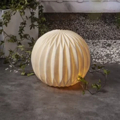 LED-terrasselampe Sandy, Ø 30 cm hvid plast batteri
