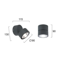 LED-udendørs loftspot Andria, mørkegrå, Ø 9 cm, metal