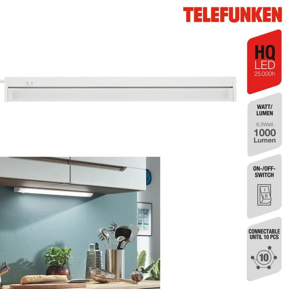 LED-underskabsbelysning Hestia, 4.000K, 1.000lm, hvid