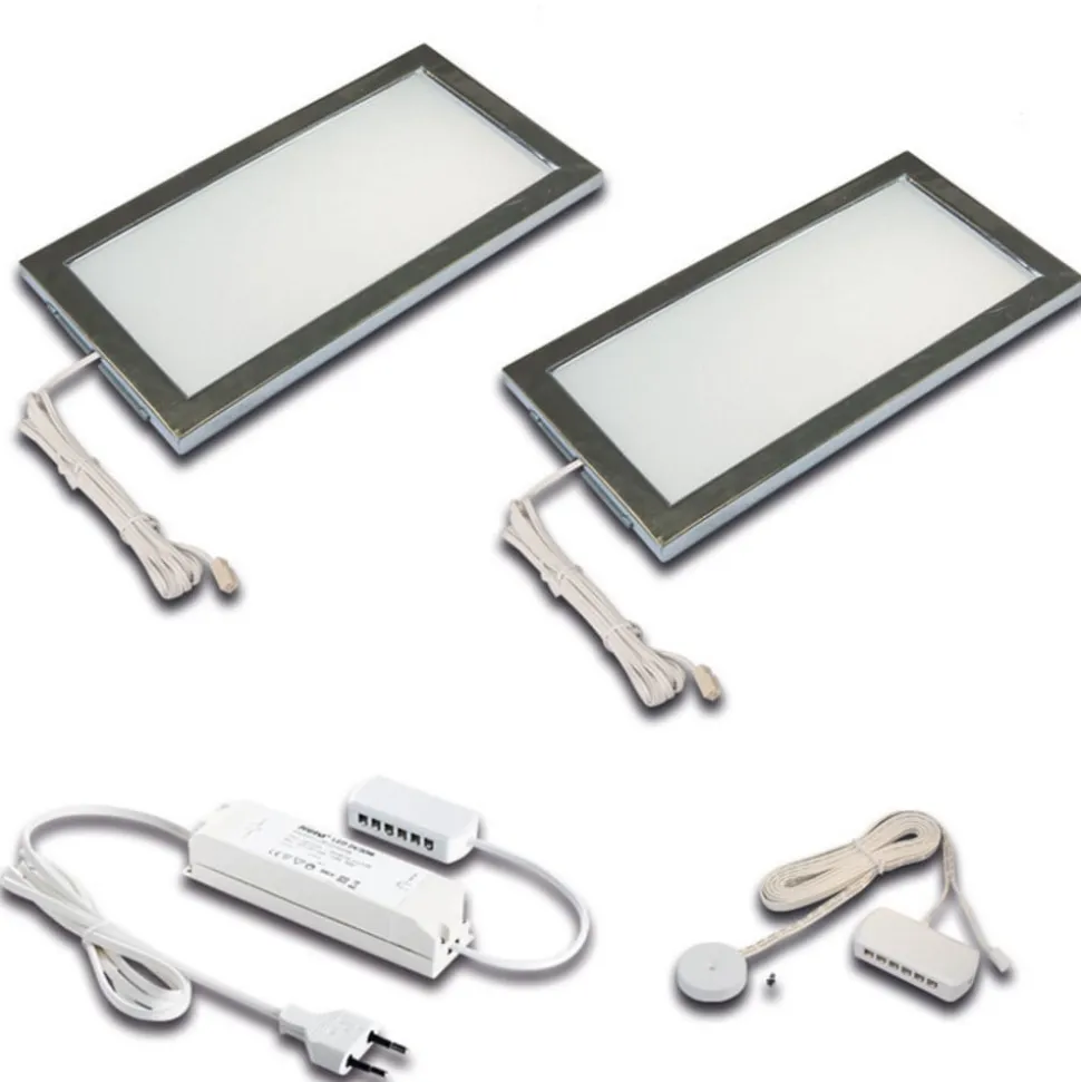 LED-underskabsbelysning Sky Dæmper 2 stk. 4.000K stål