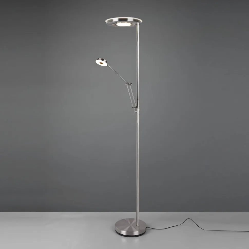 LED-uplight Barrie med læselampe, nikkel mat