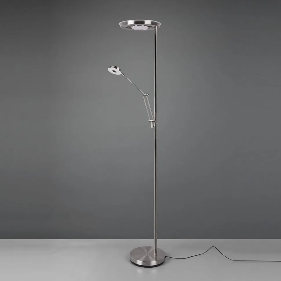 LED-uplight Barrie med læselampe, nikkel mat