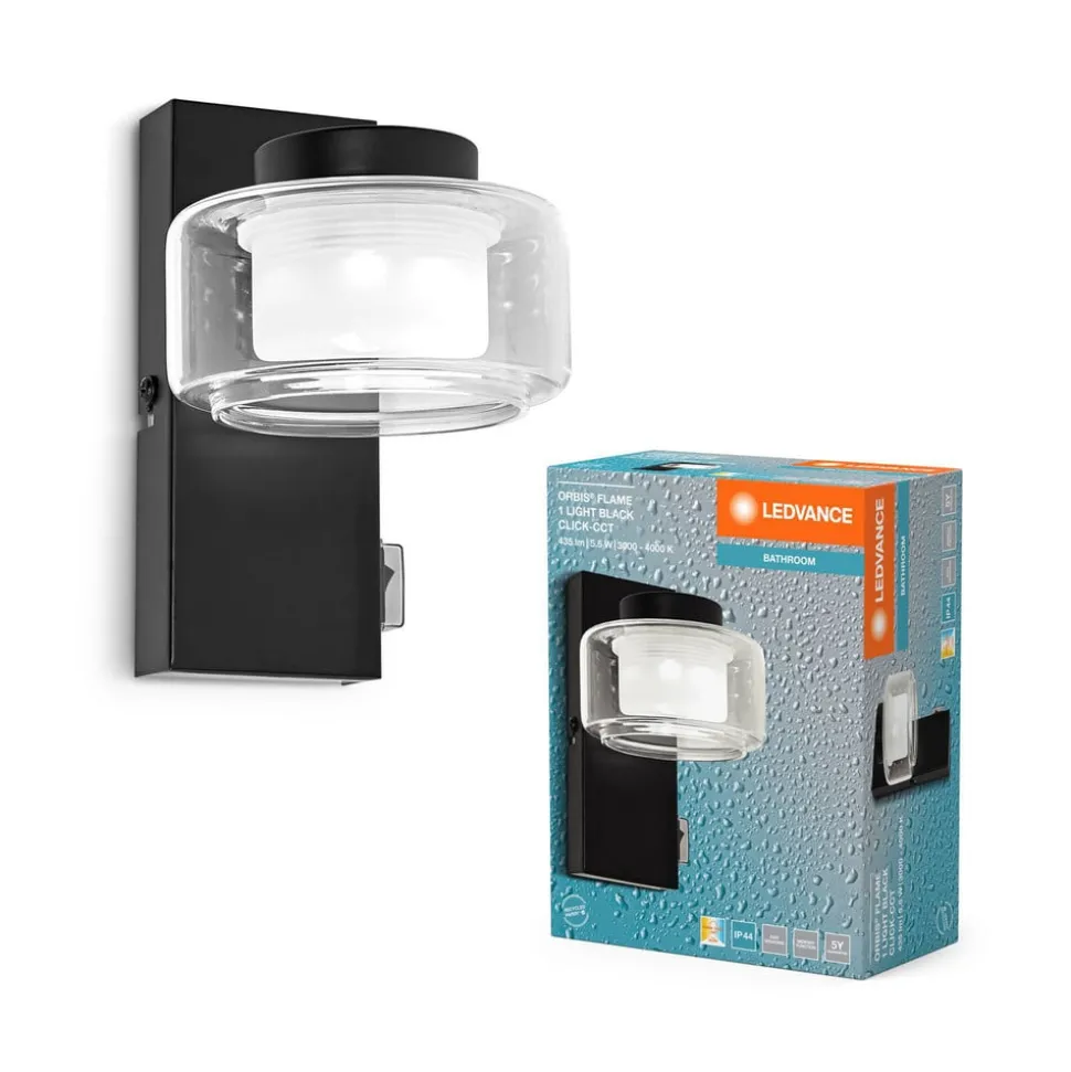 LEDVANCE LED-væglampe Orbis Flame, 1 lyskilde, sort, IP44