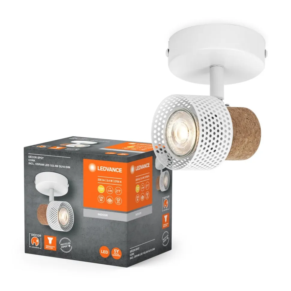 LEDVANCE LED-vægspot Cork, GU10, dæmpbar, hvid