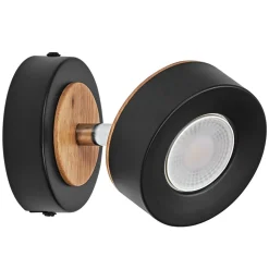 LEDVANCE Pluto LED-vægspot, stål, træ, sort