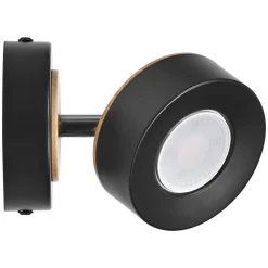 LEDVANCE Pluto LED-vægspot, stål, træ, sort