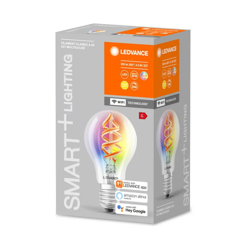 LEDVANCE SMART+ WiFi E27 4,5W Classic klar RGB 827