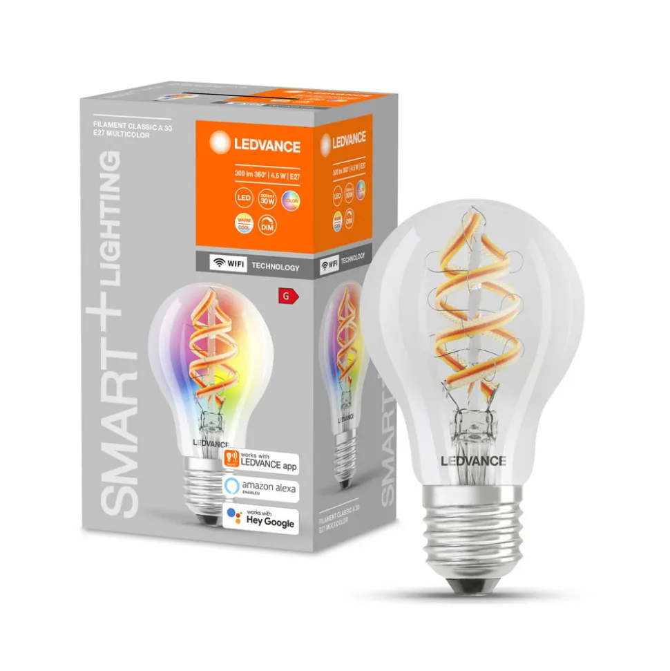 LEDVANCE SMART+ WiFi E27 4,5W Classic klar RGB 827