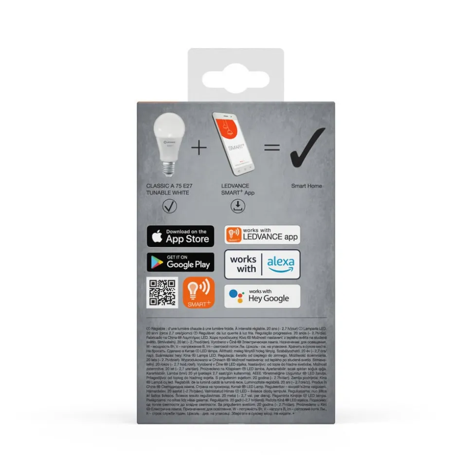 LEDVANCE SMART+ WiFi LED-pære Classic, E27 9,5 W CCT