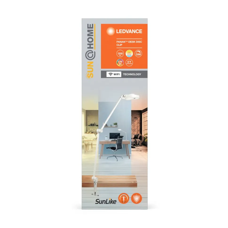 LEDVANCE SUN@Home Panan Desk Disc, klemme, hvid