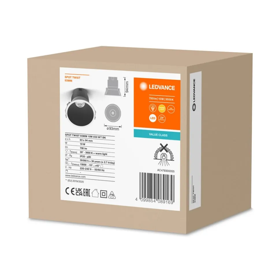 LEDVANCE Twist spot Ø9,3cm 830 hvid/sort