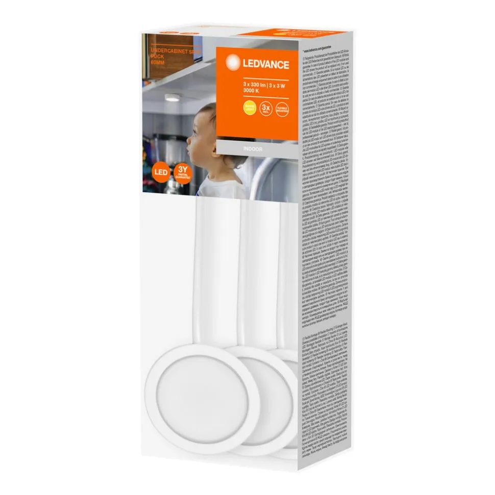 LEDVANCE Undercabinet Puck LED-møbelspot, 3, hvidt
