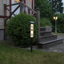 LED-vejlampe solcelle Pathy med husnummer