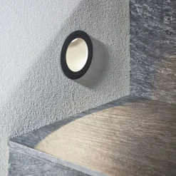 LED-vægindbygningslampe Pordis, IP65, rund
