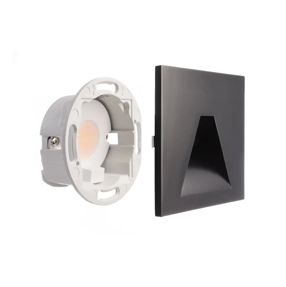 LED-vægindbygningslampe SET Alwaid sort 8x8 cm vinkel 2.700 K
