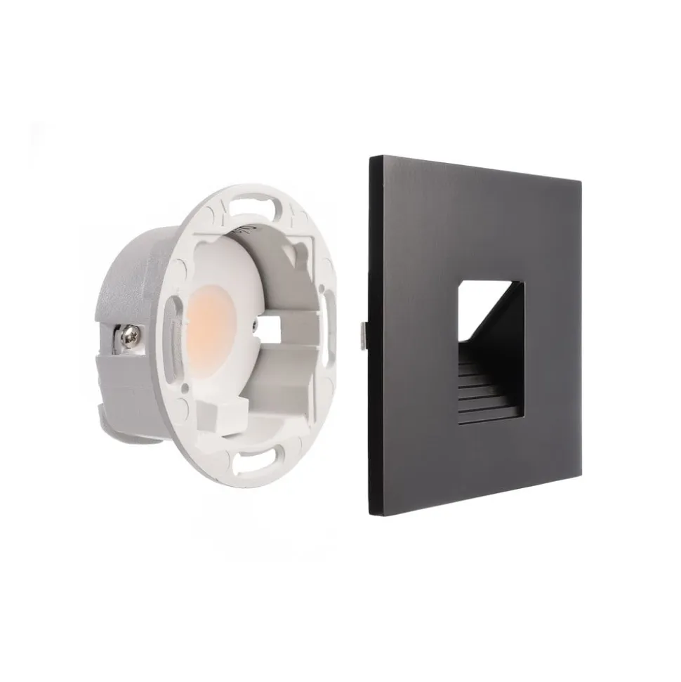 LED-vægindbygningslampe SET Alwaid sort 8 x 8 cm niveau 2.700K
