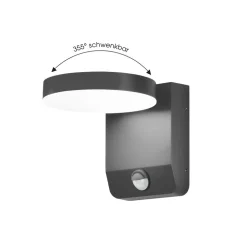 LED-væglampe 9083, sensor, antracit, 16 cm, CCT, IP54