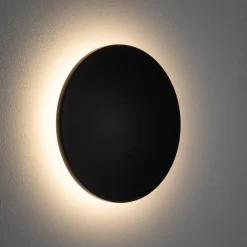 LED-væglampe Aria M, sort, aluminium, Ø 18 cm