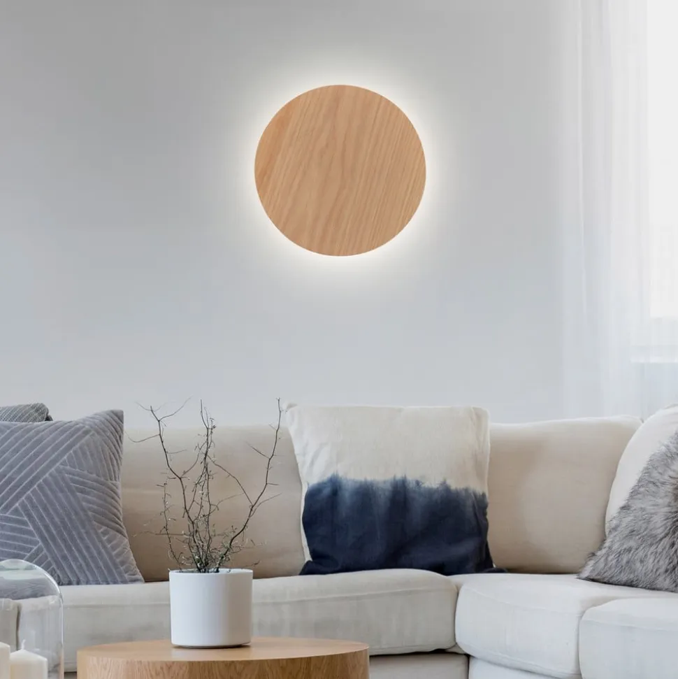 LED-væglampe batteri Puntua Ø 25 cm trælook