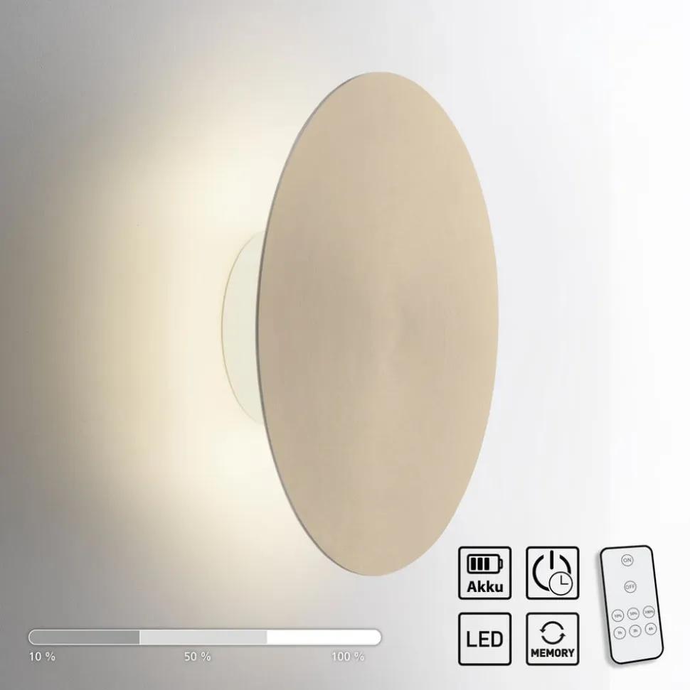 LED-væglampe batteri Puntua Ø 25 cm messing mat