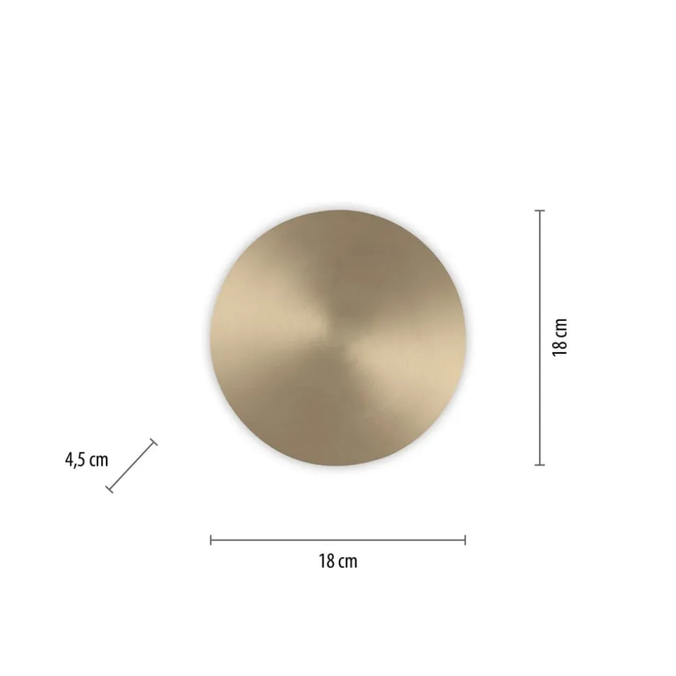 LED-væglampe batteri Puntua Ø 18 cm messing mat
