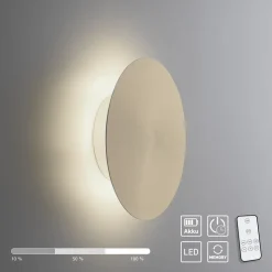 LED-væglampe batteri Puntua Ø 18 cm messing mat