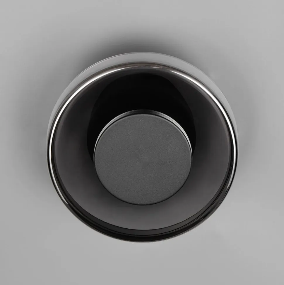 LED-væglampe Celeste, sort/krom, Ø 22 cm glas dæmpbar