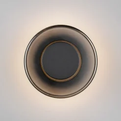 LED-væglampe Celeste, sort/krom, Ø 22 cm glas dæmpbar