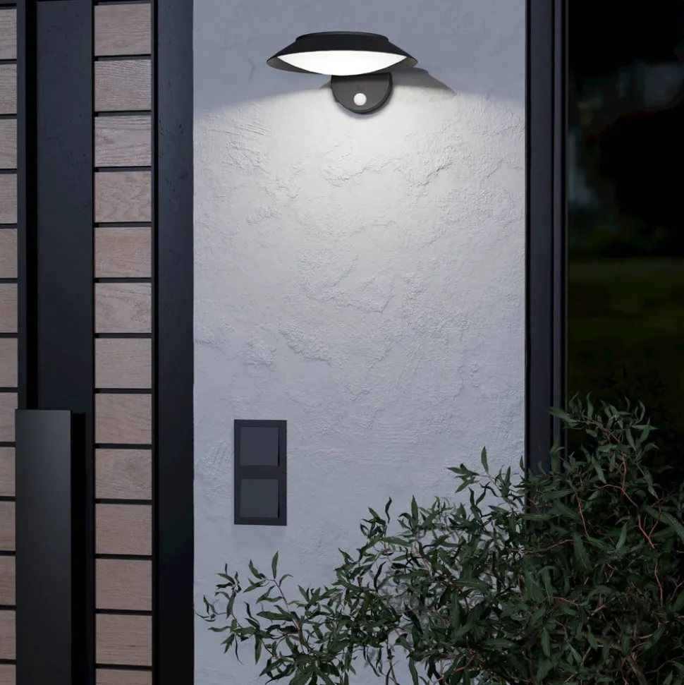 LED-væglampe Cerrisi, bredde 10,5 cm, sort, sensor
