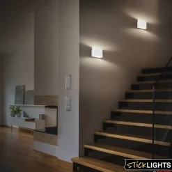 LED-væglampe Chat, hvid, 16 cm, plast, sensor
