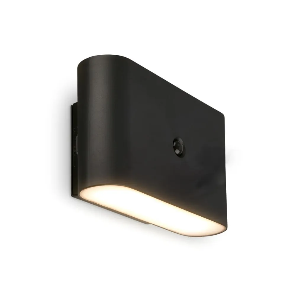 LED-væglampe Chat, sort, 16 cm, plast, sensor