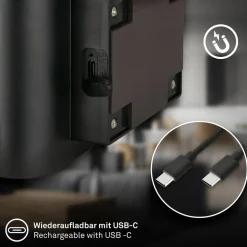 LED-væglampe Chat, sort, 16 cm, plast, sensor