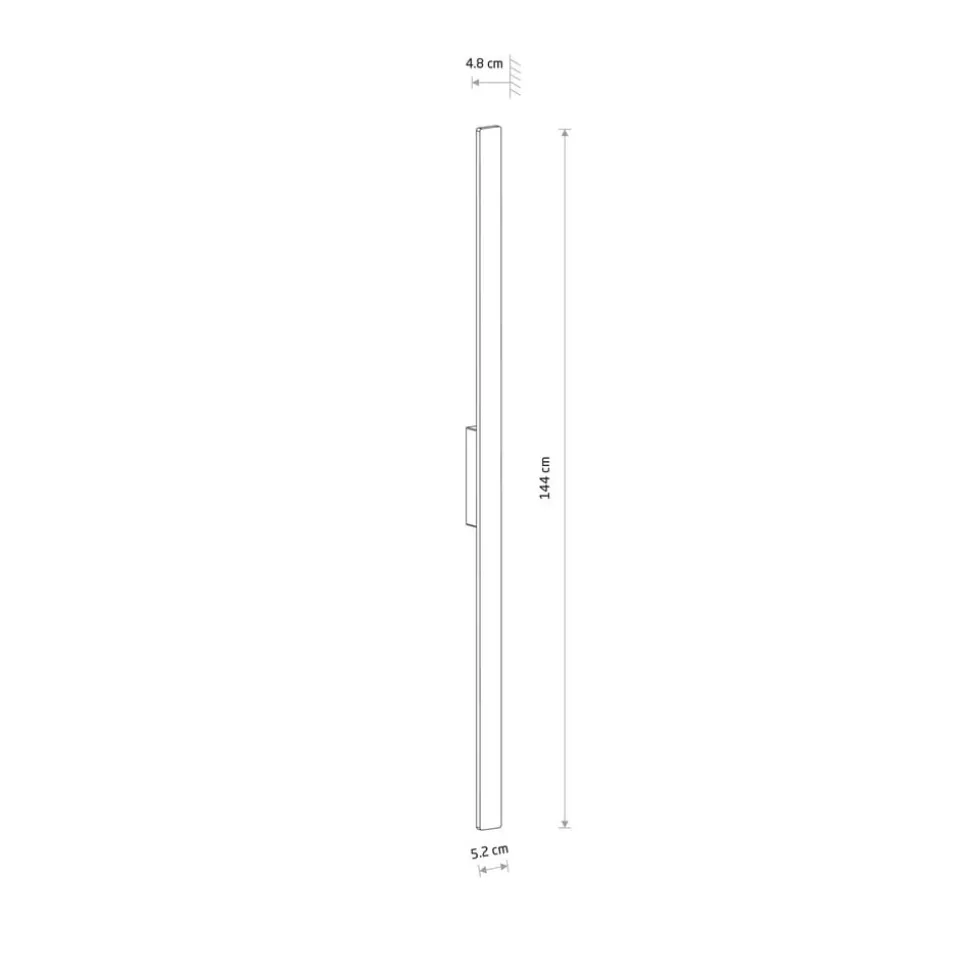 LED-væglampe Demi L, teglrød, aluminium, højde 144 cm, IP54
