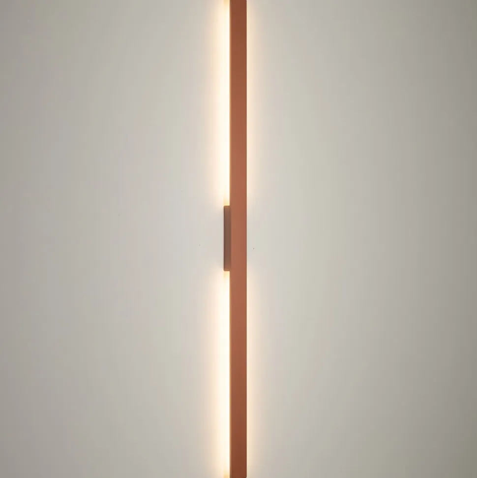 LED-væglampe Demi L, teglrød, aluminium, højde 144 cm, IP54