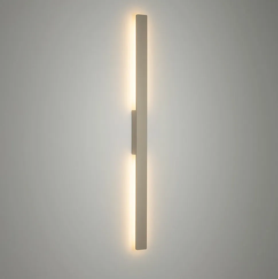 LED-væglampe Demi M, sand, aluminium, højde 100 cm, IP54