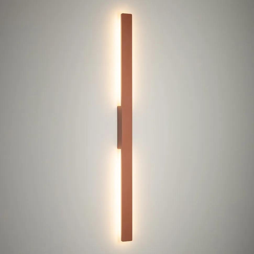 LED-væglampe Demi M, teglrød, aluminium, højde 100 cm, IP54