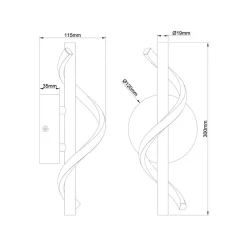 LED-væglampe Eunice, bredde 12 cm, sort, metal