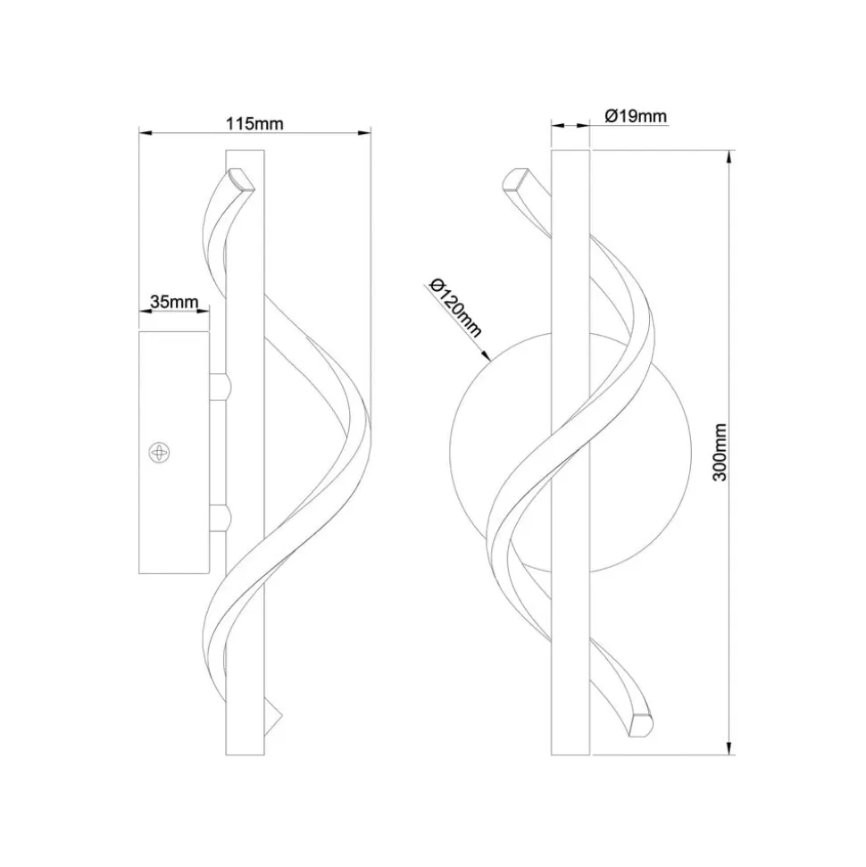 LED-væglampe Eunice, bredde 12 cm, sort, metal