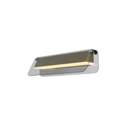 LED-væglampe FLAT, grå/messing, bredde 30 cm, glas/metal