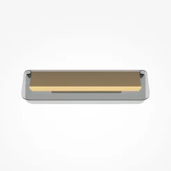 LED-væglampe FLAT, grå/messing, bredde 30 cm, glas/metal