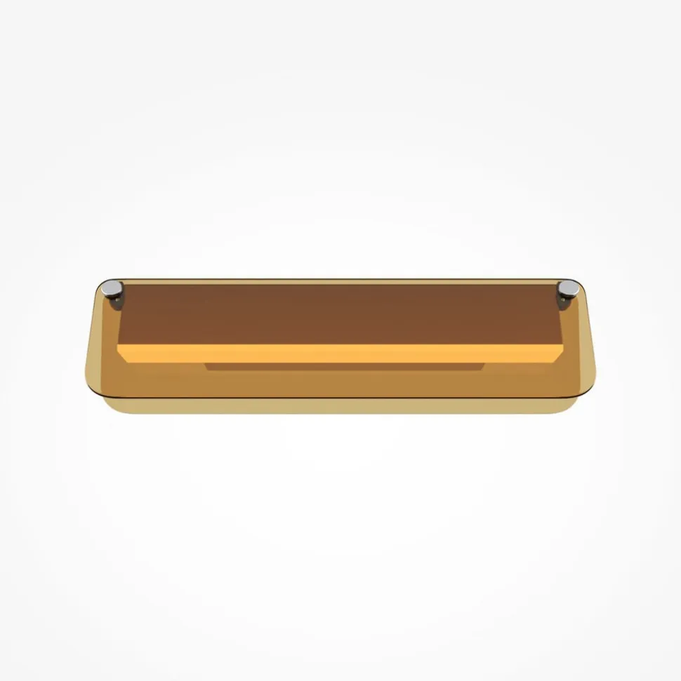 LED-væglampe FLAT, ravfarvet/messing, bredde 30 cm, glas/metal