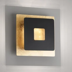 LED-væglampe Hennes, bredde 18 cm, bladguld/sort