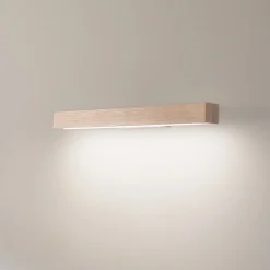 LED-væglampe i træ Teo, fyr, 46 cm, 3000 K