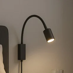 LED-væglampe Justi, sandsort, højde 52 cm, metal
