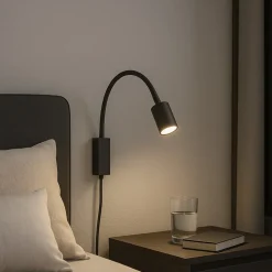 LED-væglampe Justi, sandsort, højde 52 cm, metal