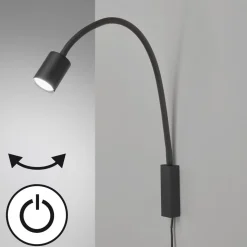 LED-væglampe Justi, sandsort, højde 52 cm, metal