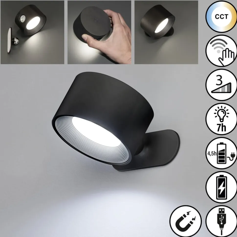 LED-væglampe Magnetics, sort, CCT, med magnet