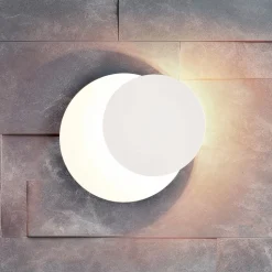 LED-væglampe Mio, rund linse, mat hvid, indirekte