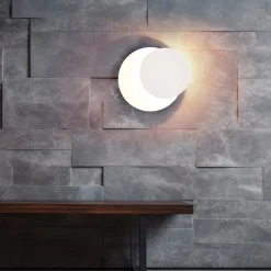 LED-væglampe Mio, rund linse, mat hvid, indirekte